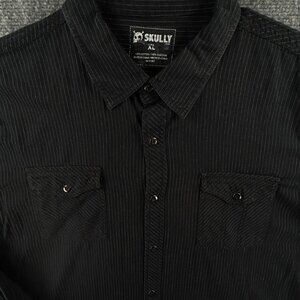 Scully Black Pinstripe Casual Button-Down Shirt